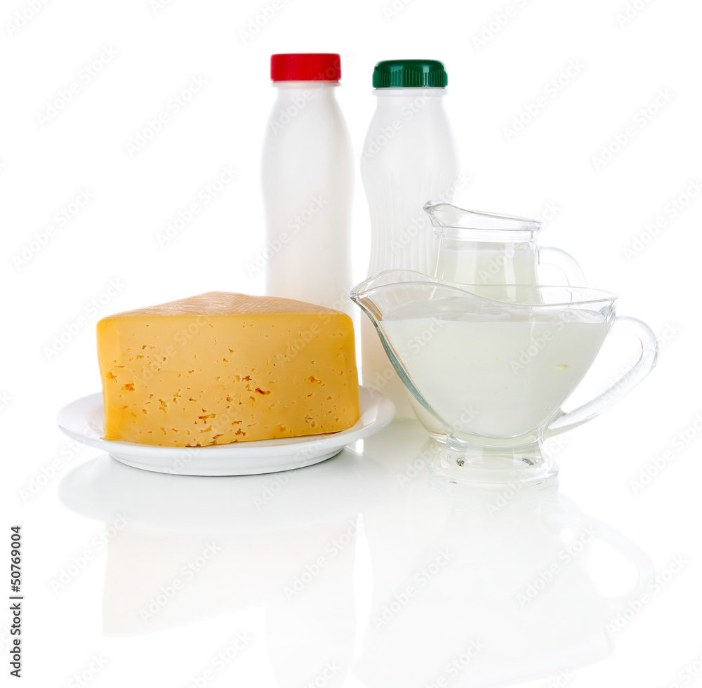Dairy products isolated on white Dairy products isolated on white