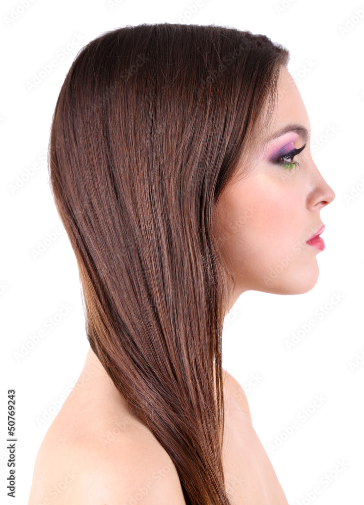 Woman hair style fashion portrait, isolated on white Woman hair style fashion portrait, isolated on white