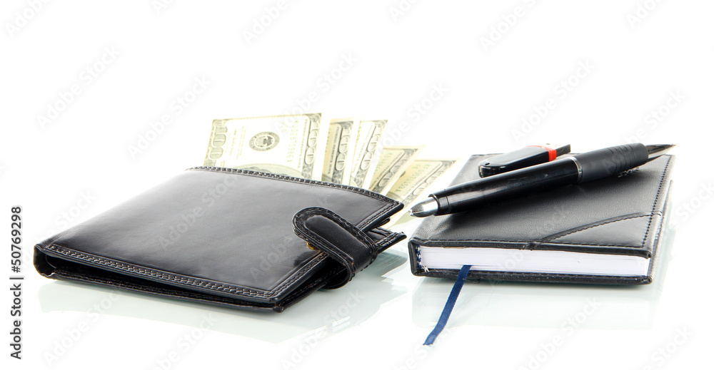 Set of business accessories isolated on white Set of business accessories isolated on white