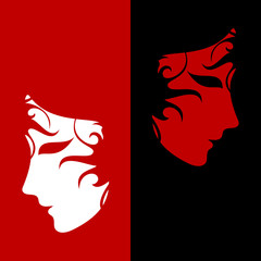 Acrylglasbilder Rot, Schwarz, Weiß two masks  © maya_p38