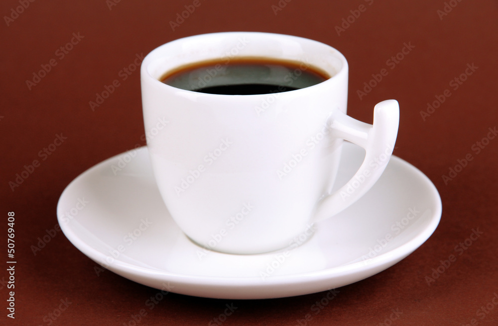 Cup of strong coffee on brown background Cup of strong coffee on brown background