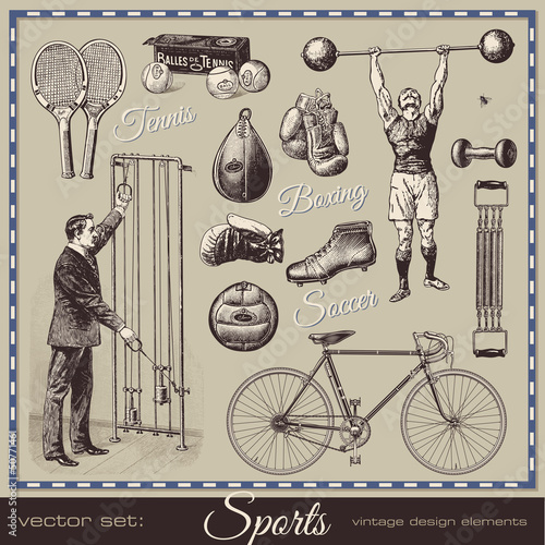 vector set: sports - collection of retro design elements