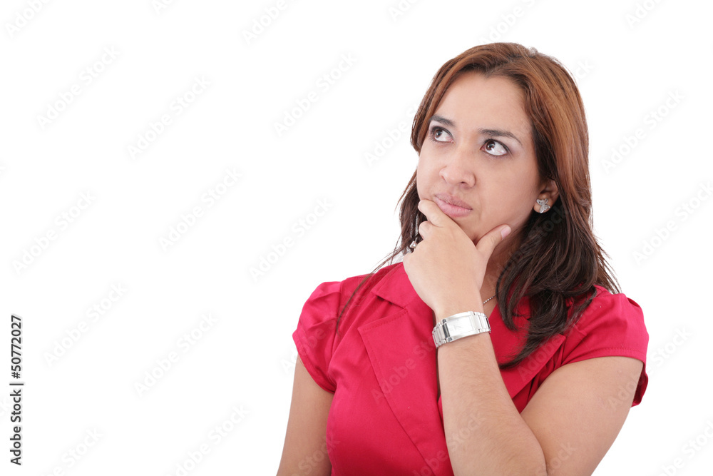 portrait of a beautiful young businesswoman with a thinking expr portrait of a beautiful young businesswoman with a thinking expr