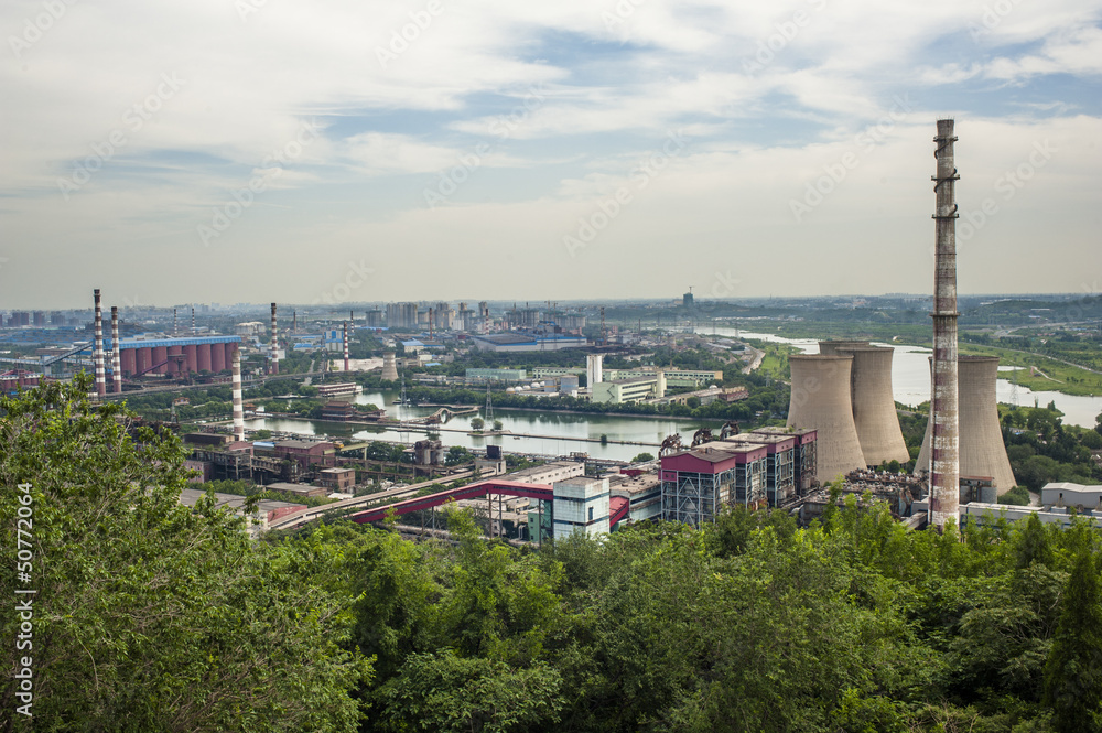 Panoramic view of a abandoned steel works in Beijing