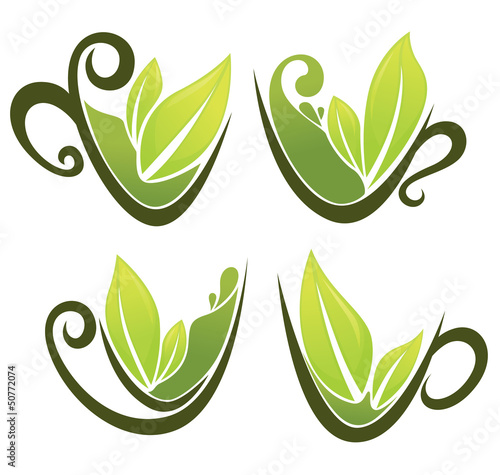green tea, vector collection of forms, symbols and images