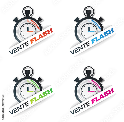 bouton vente flash rose, bleu, orange, verte