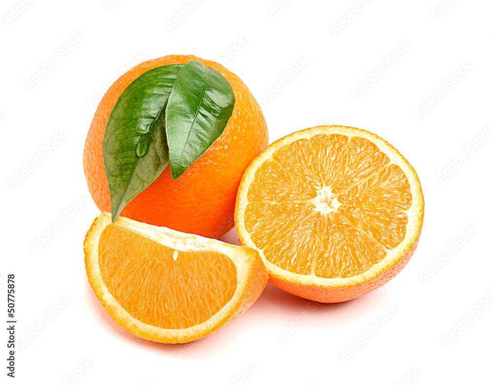 Fresh oranges with leaves Fresh oranges with leaves