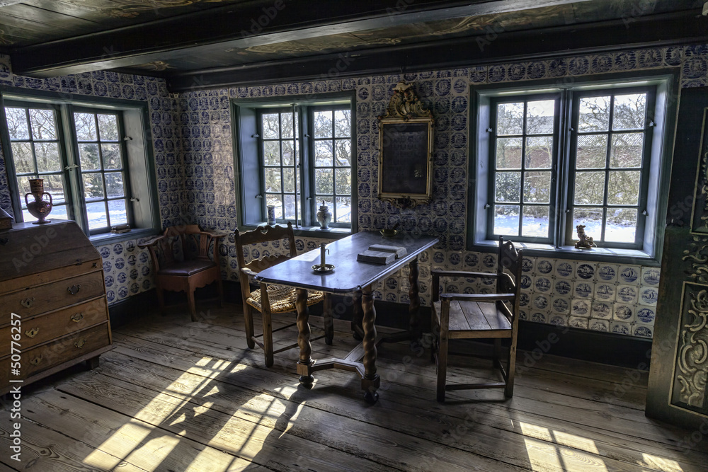Naklejka premium Wnętrze farmy w stylu vintage Kommandorgaard, na Romo
