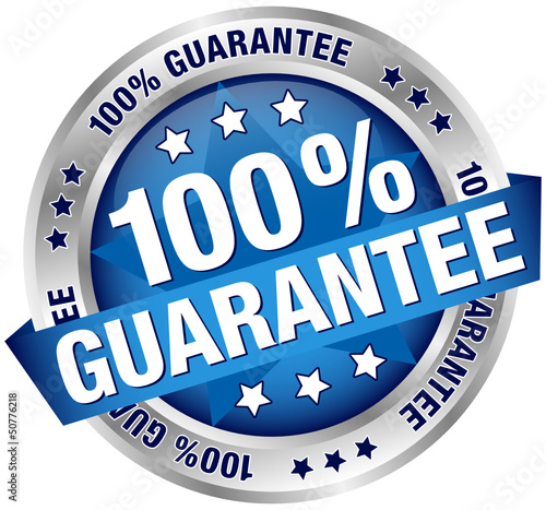 Button Banner "100 % Guarantee" Blue/Silver