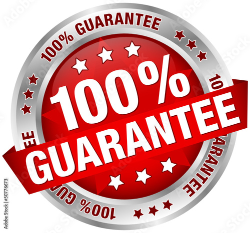 Button Banner "100 % Guarantee" Red/Silver