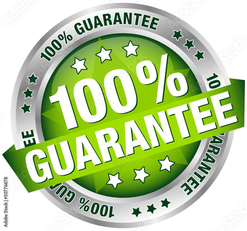 Button Banner "100 % Guarantee" Green/Silver