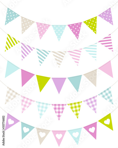 5 Seamless Buntings Curve Pattern Pastel