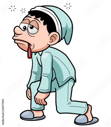 Vector illustration of cartoon man wake up