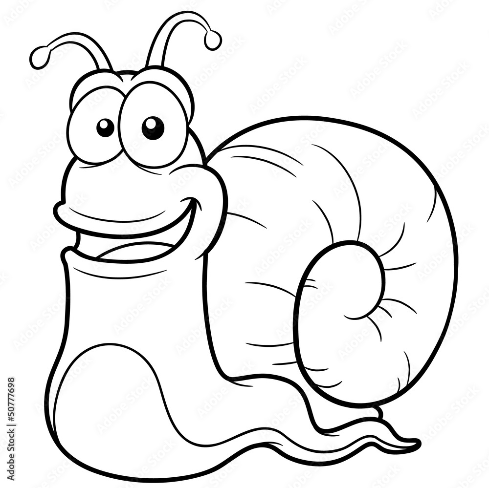 Fototapeta premium Vector illustration of snail cartoon - Coloring book