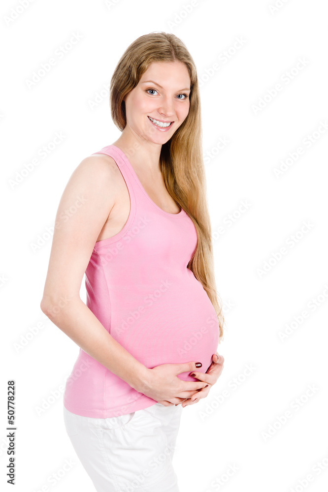 Portrait of the young pregnant girl. isolated on white Portrait of the young pregnant girl. isolated on white