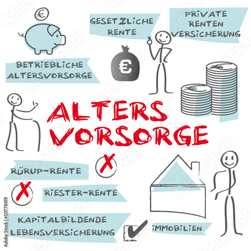 Rente, Altersvorsorge, Rentner, Versicherung, Grafik