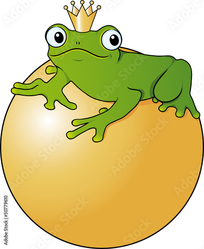 Froschkönig sitzt auf goldener Kugel