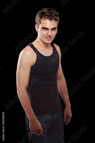 Fashion portrait of handsome sexy young man