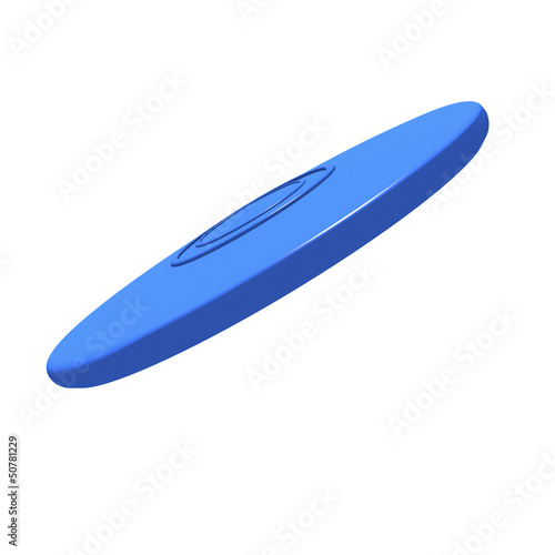 Blue flying disc (3D render).