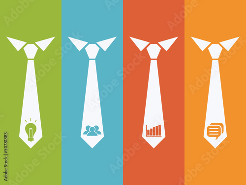 management icons set with neck tie back ground.