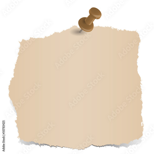 brauner Papierfetzen mit Pin