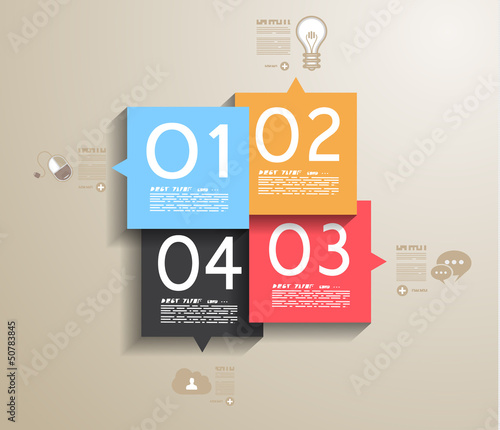 Infographic design template with paper tags.