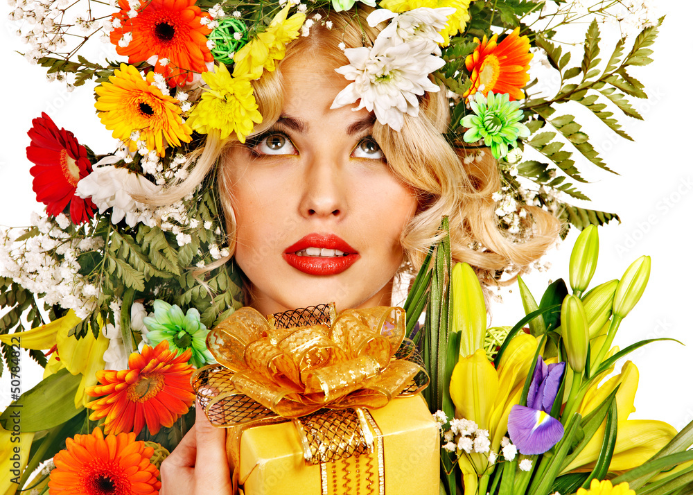 Close up make up with flower. Close up make up with flower.