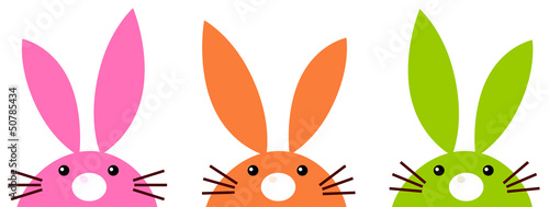 Cute simple easter bunnies set isolated on white