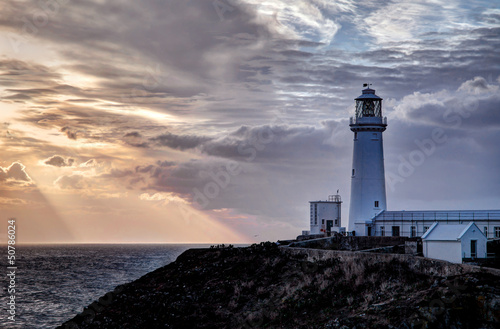 South Stack Lighthouse sunset Isle of Anglesey North wales UK