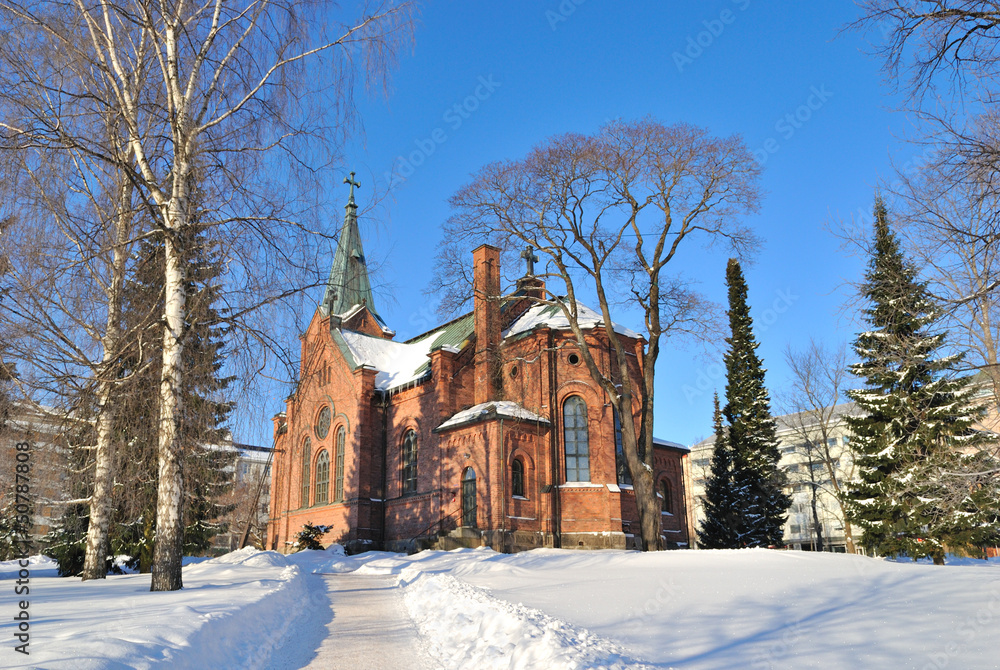 Jyvaskyla, Finland.  Park and city church