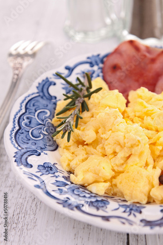 scrambled eggs and bacon
