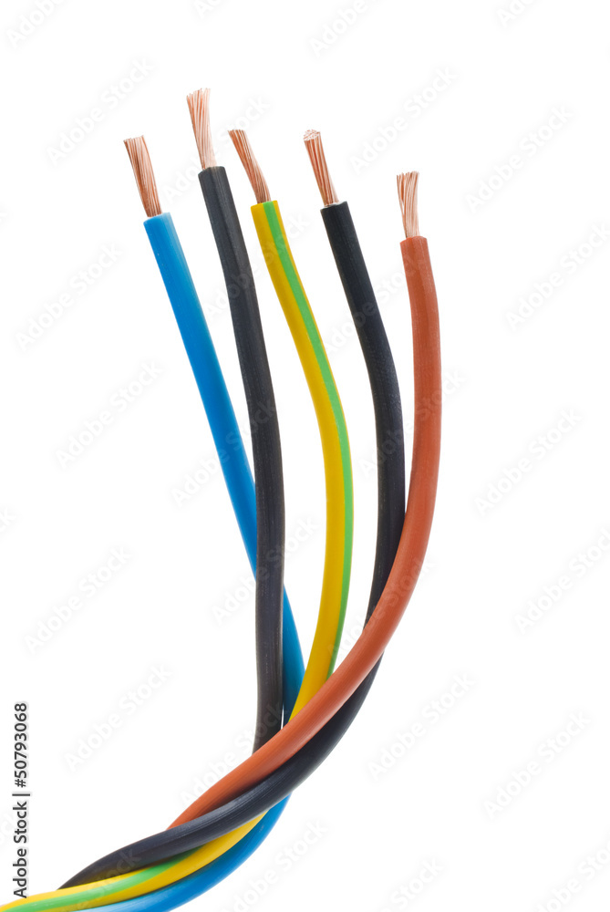closeup of a electric cable on a white background