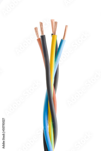 closeup of a electric cable on a white background