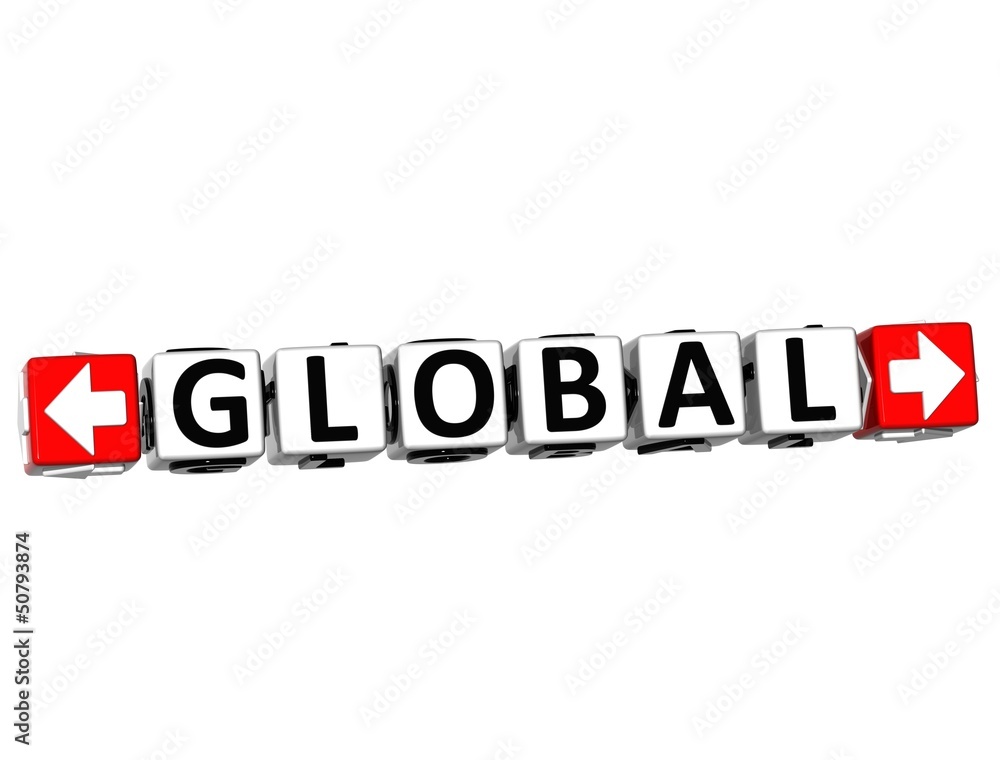 3D Global Button Click Here Block Text 3D Global Button Click Here Block Text