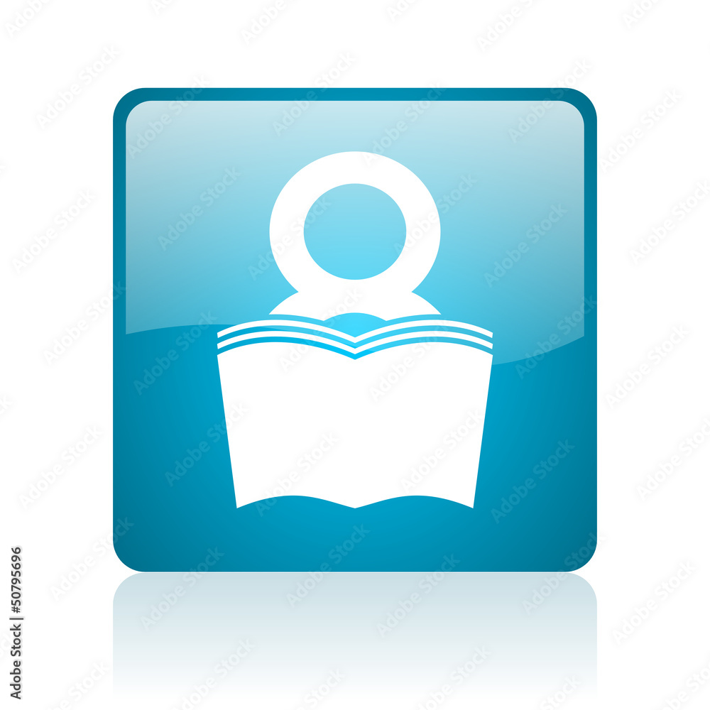 book blue square web glossy icon book blue square web glossy icon