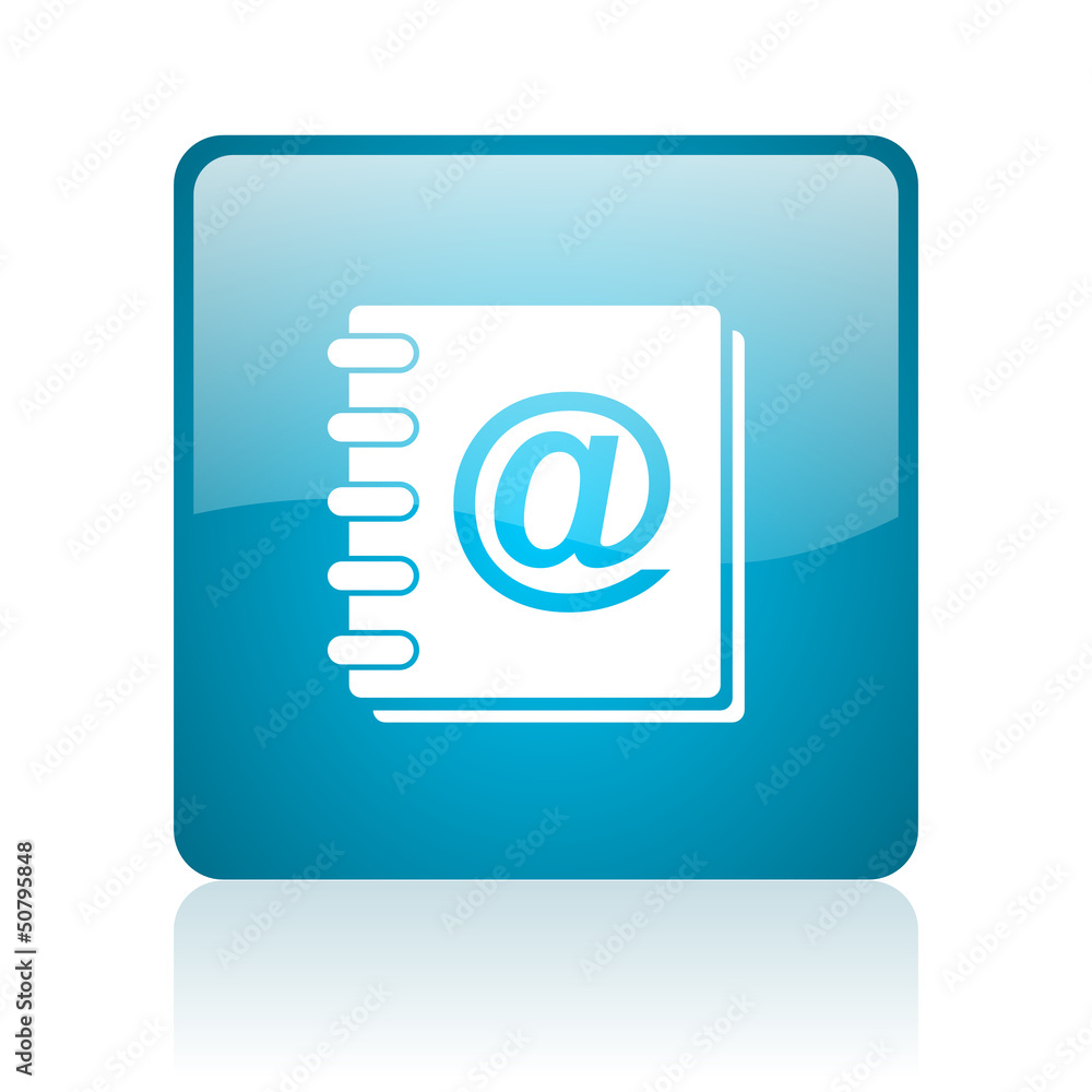 address book blue square web glossy icon address book blue square web glossy icon