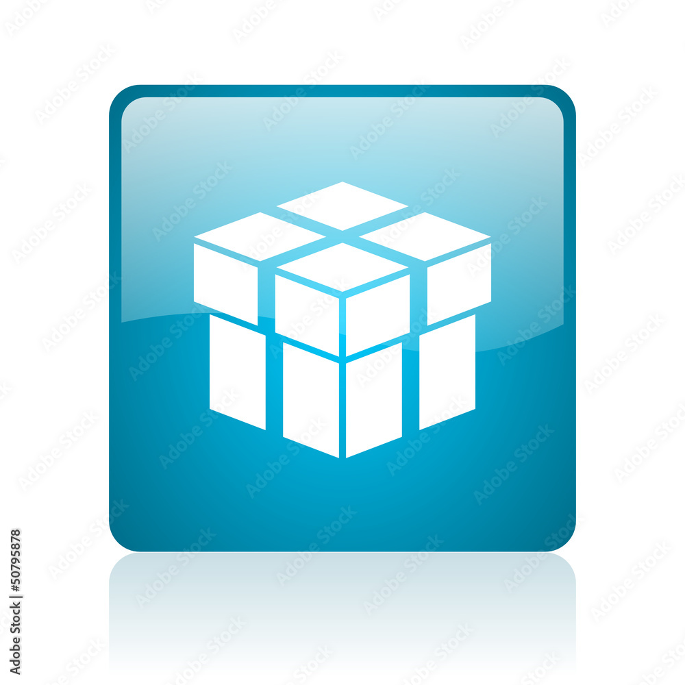 box blue square web glossy icon