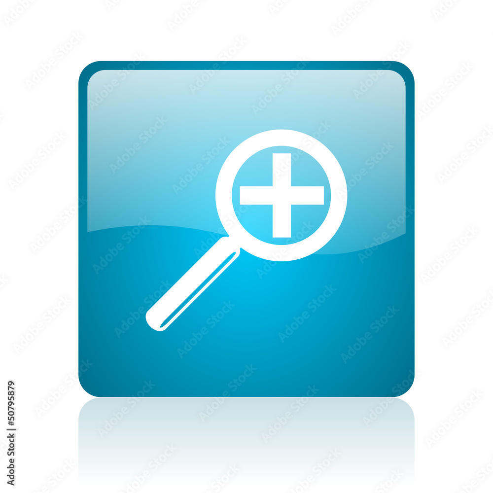 magnification blue square web glossy icon magnification blue square web glossy icon