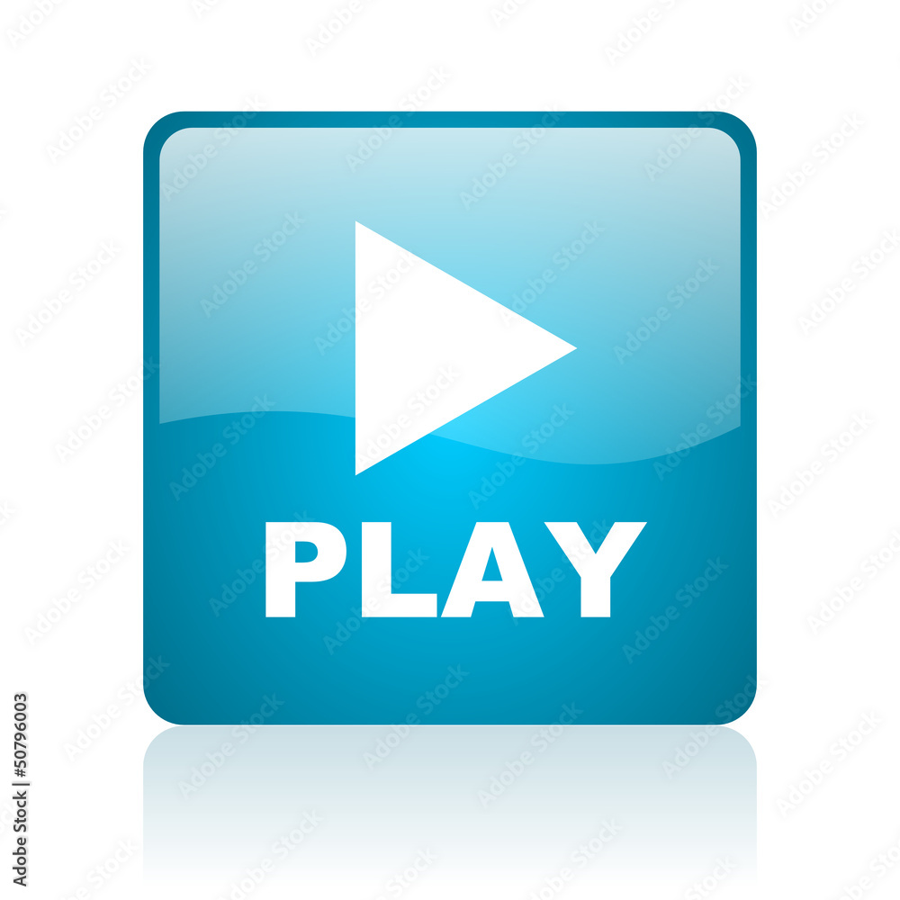 play blue square web glossy icon play blue square web glossy icon