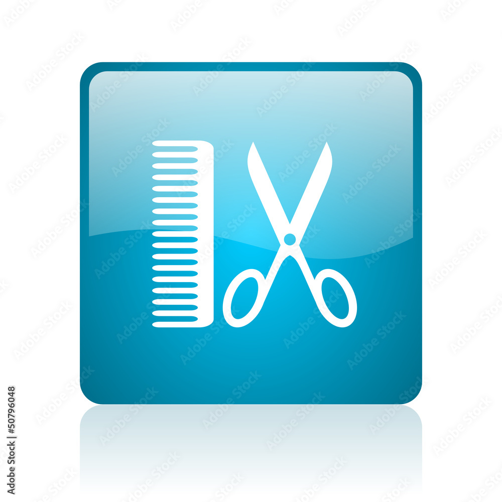 barber blue square web glossy icon barber blue square web glossy icon