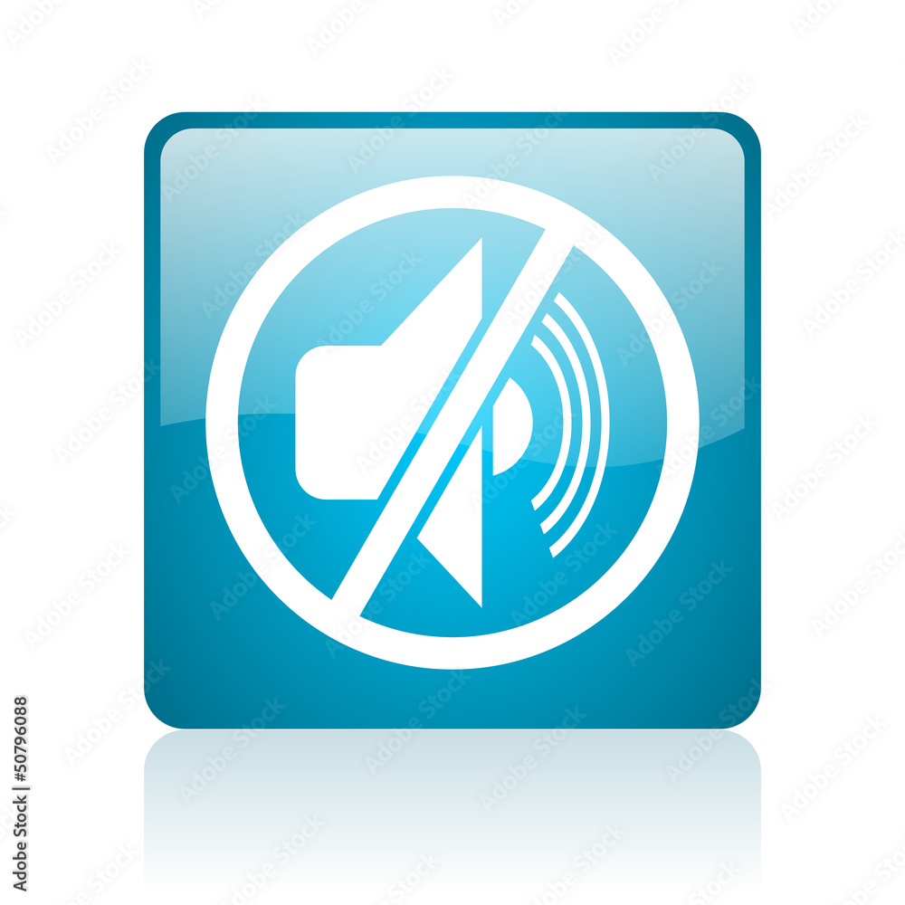 mute blue square web glossy icon mute blue square web glossy icon