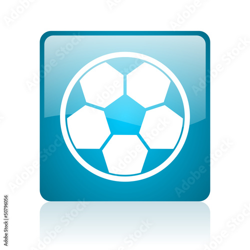 soccer blue square web glossy icon