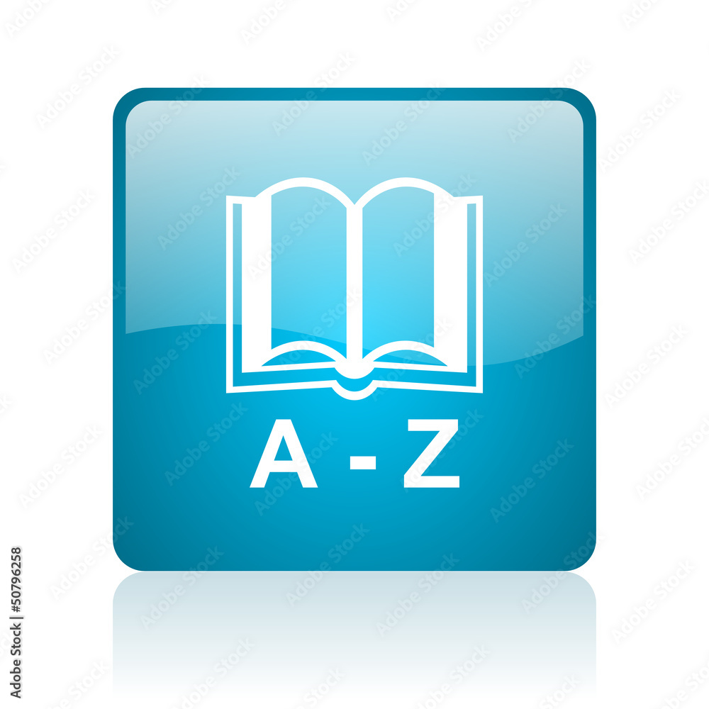 dictionary blue square web glossy icon dictionary blue square web glossy icon