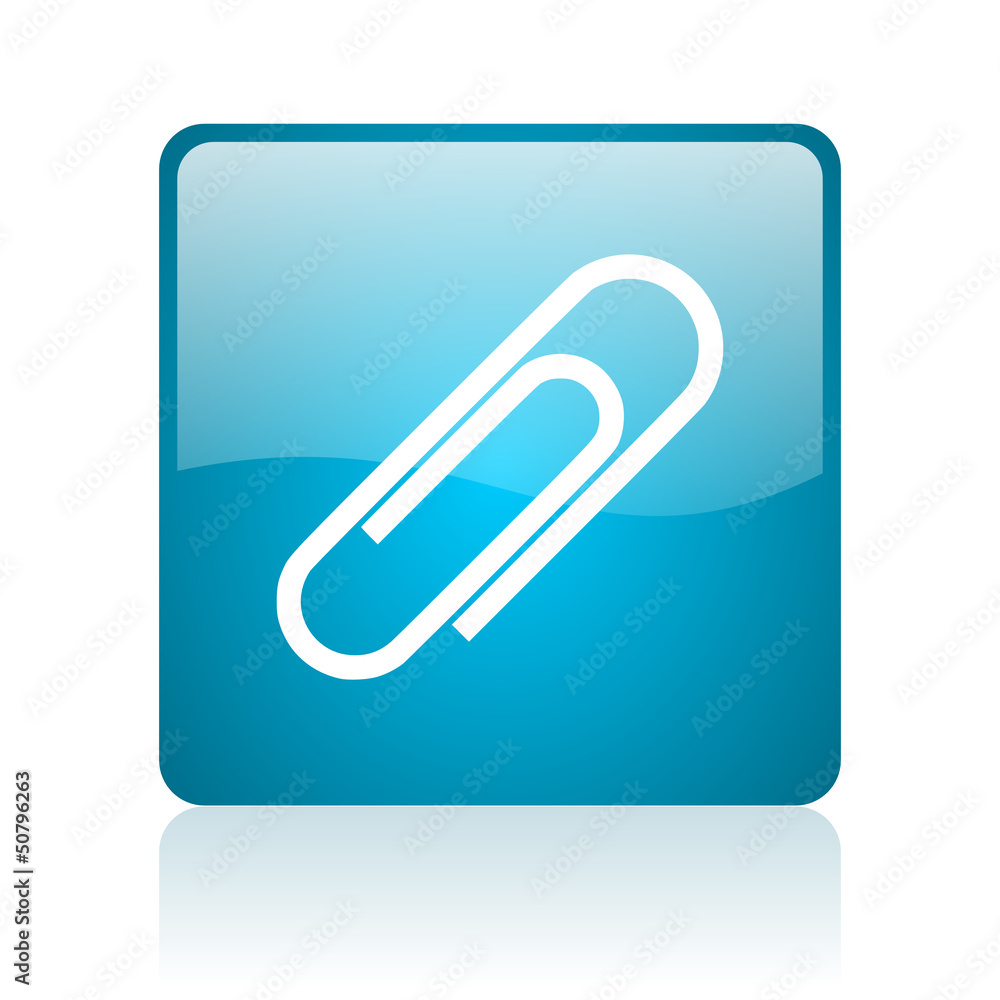 paper clip blue square web glossy icon paper clip blue square web glossy icon