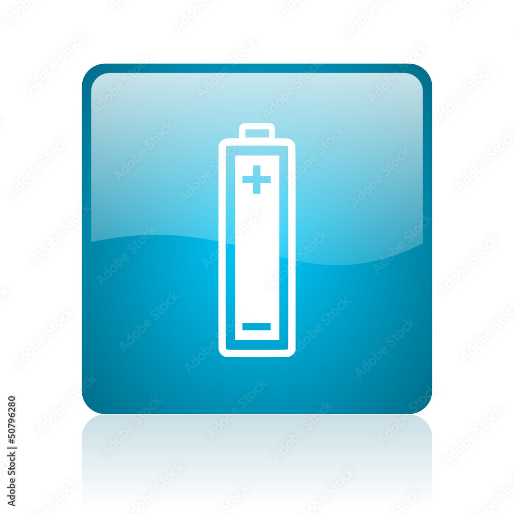 battery blue square web glossy icon battery blue square web glossy icon