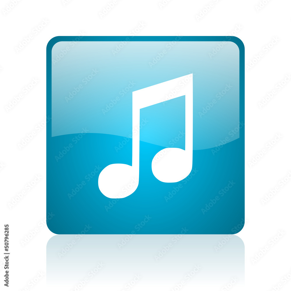music blue square web glossy icon music blue square web glossy icon