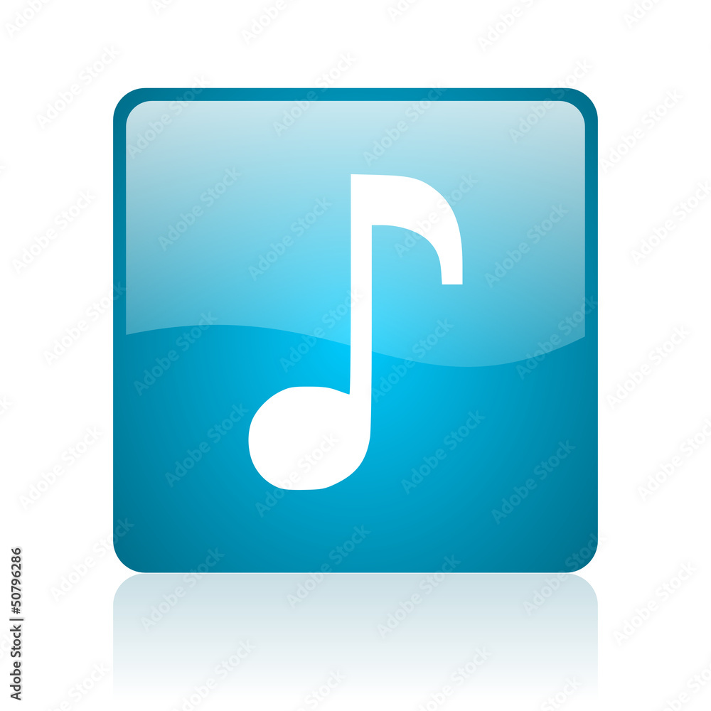 music blue square web glossy icon music blue square web glossy icon