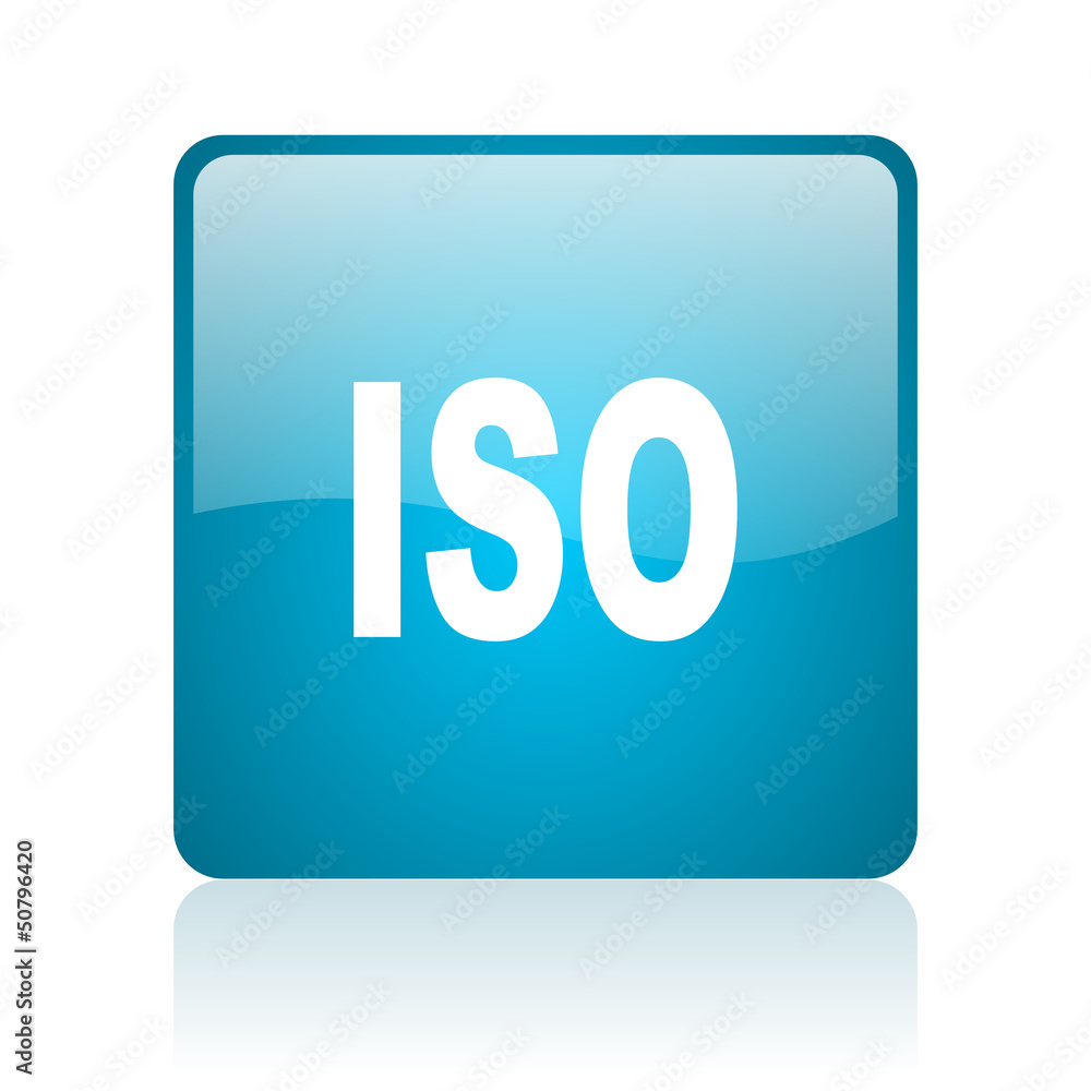 iso blue square web glossy icon iso blue square web glossy icon