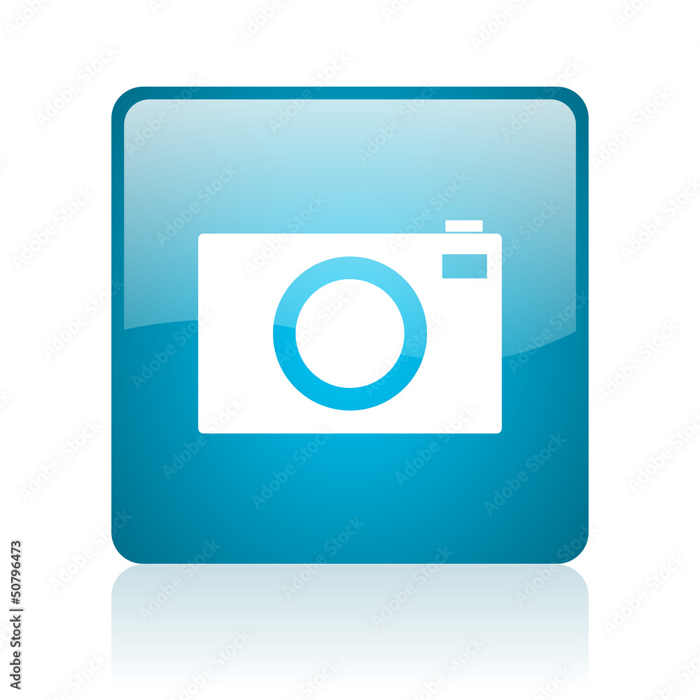 camera blue square web glossy icon camera blue square web glossy icon