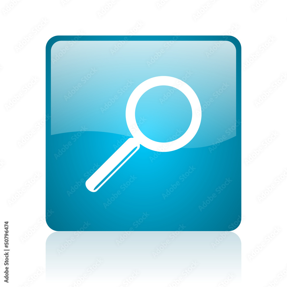 search blue square web glossy icon